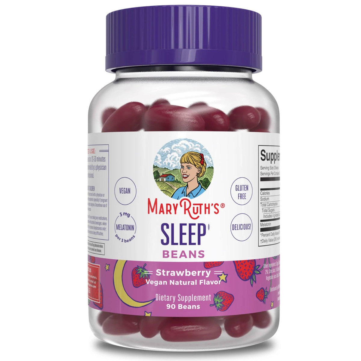 Mary Ruth Adult Sleep Beans, Strawberry, 90 ct Pack 6 Size 18 mo