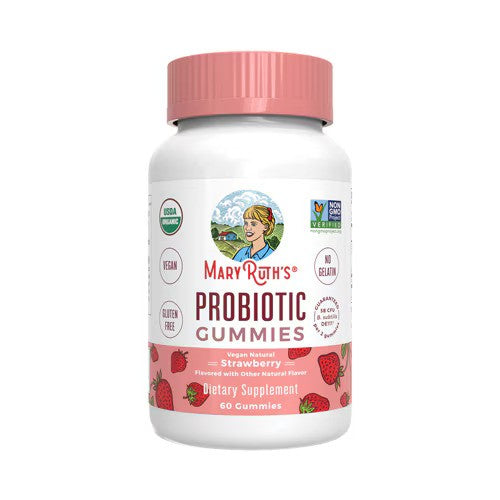 Mary Ruth Adult Probiotic Gummies, Strawberry, Org, 60 ct Pack 24 Size 24 mo