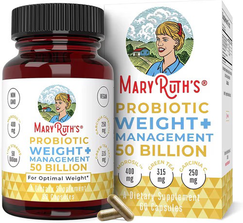 Mary Ruth Probiotic Weight Management+ Capsules, Unflavored, 60 ct Pack 12 Size 24 mo