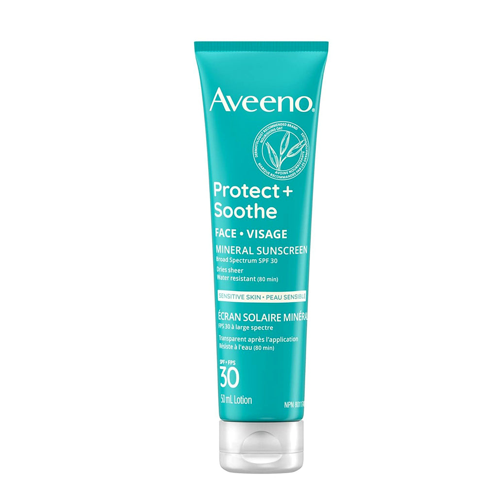 Aveeno Protect+Soothe Face Mineral Sunscreen Broad Spectrum SPF30 Pack 12 Size 1.7oz