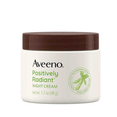 Aveeno Positively Radiant Moisturizing Face & Neck Night Cream Pack 12 Size 1.7oz