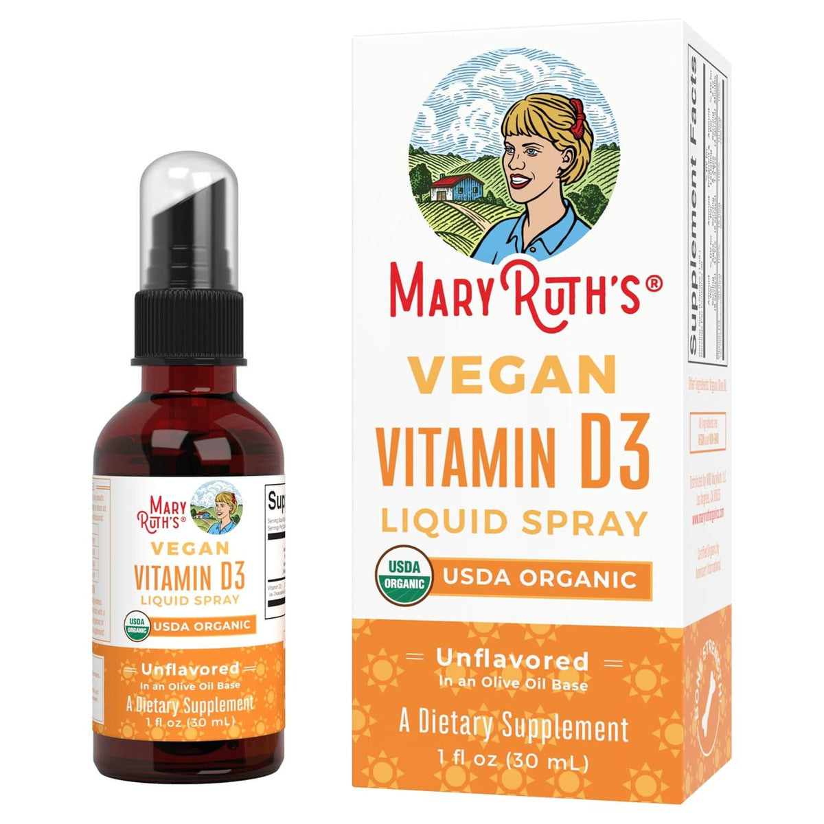 Mary Ruth Vitamin D3 Spray, Unflavored, Org, 1 oz Pack 144 Size 24 mo