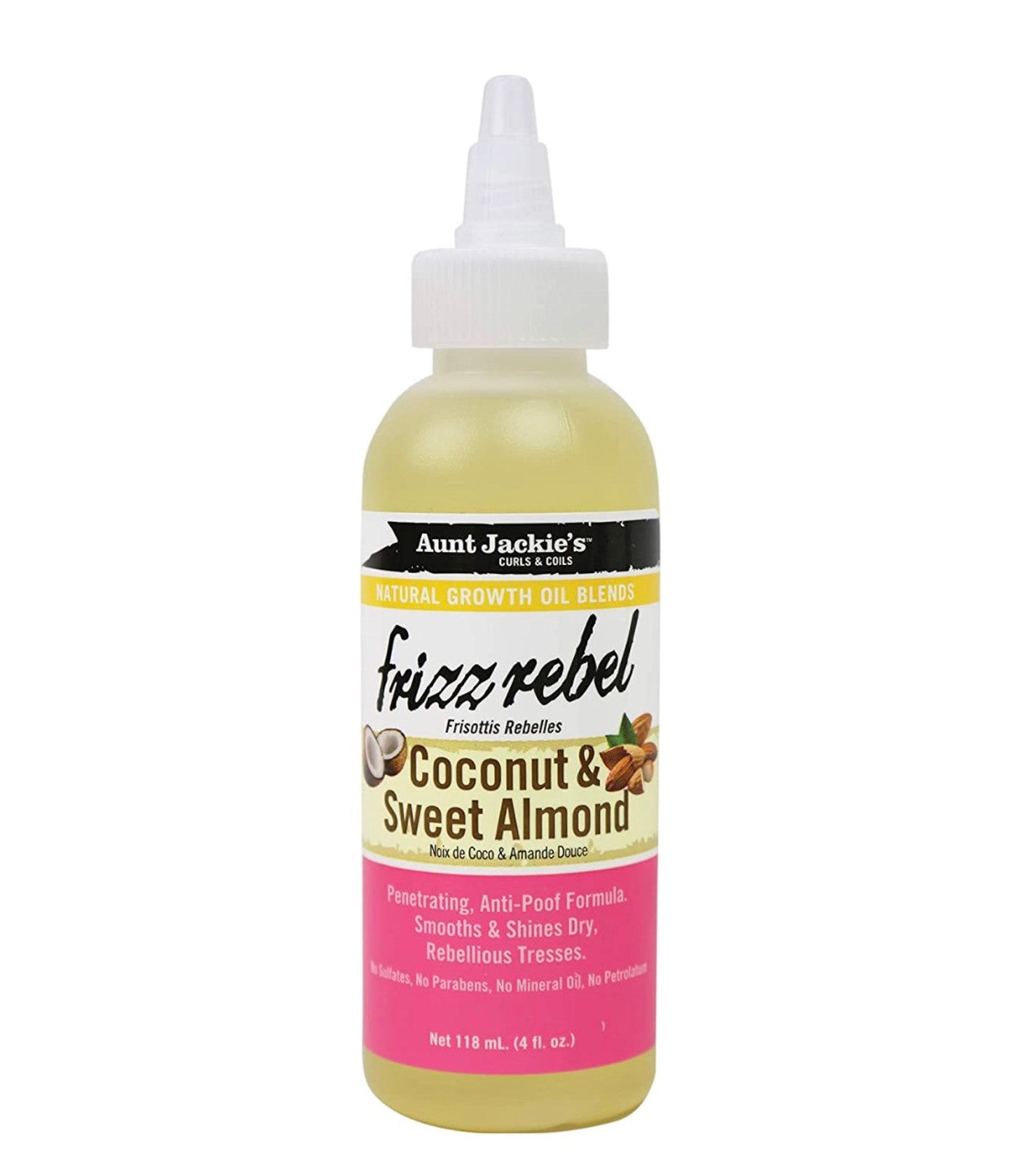 Aunt Jackie's Growth Oil Frizz Rebel Coconut & Sweet Almond Pack 24 Size 4 oz