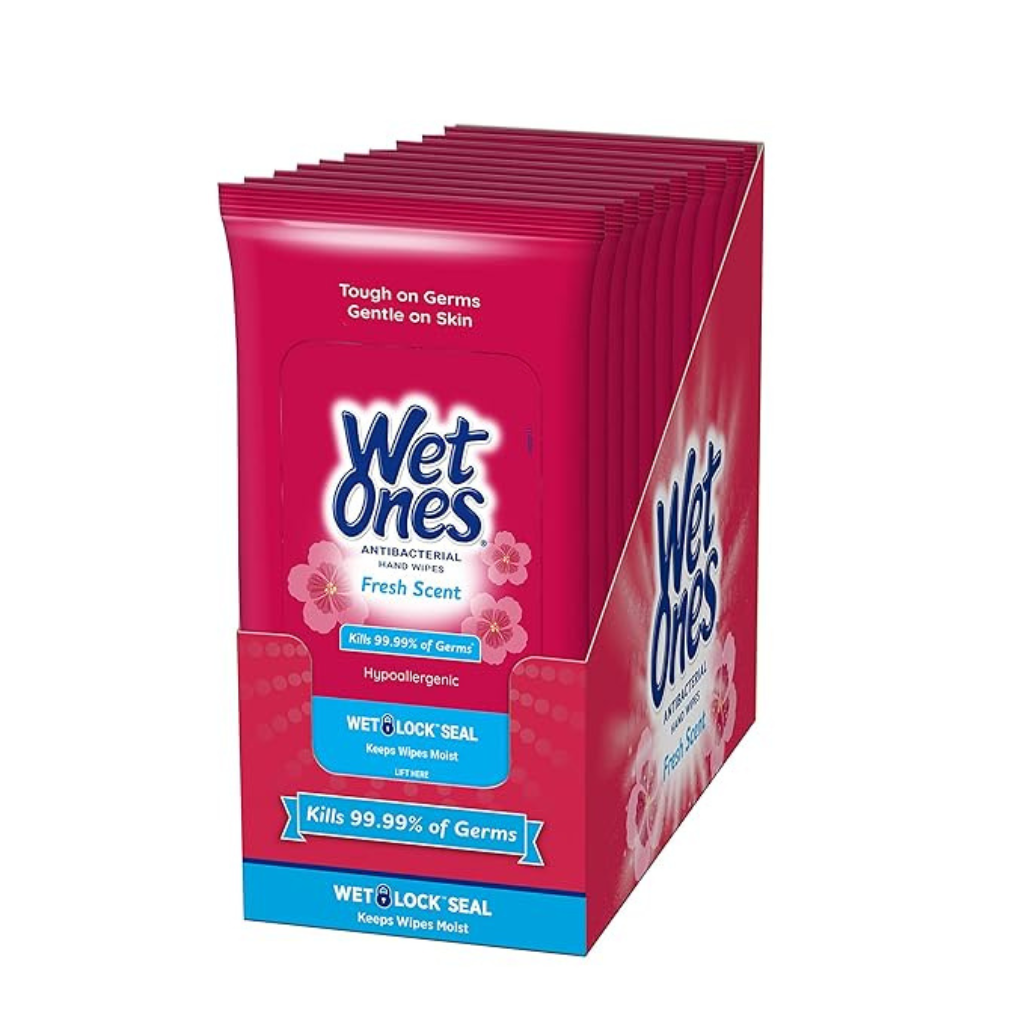 Wet Ones Antibacterial Hand Wipes, Fresh Scent, 20 Count Case of 10