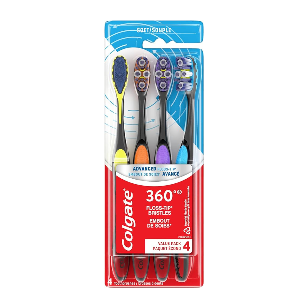 Colgate 360 Total Advanced Floss Tip Toothbrush Soft 4 pack