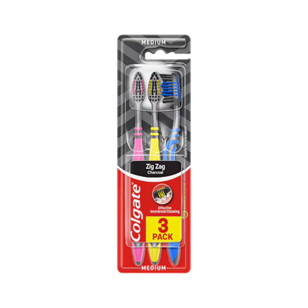 Colgate Tooth Brush Manual Zig Zag Charcoal 3PK LA 36