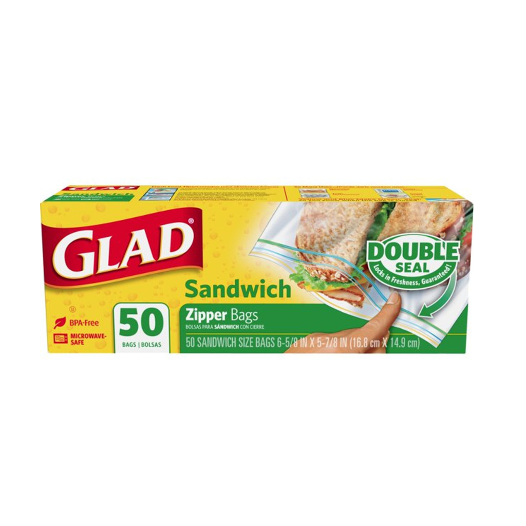 Glad Food Bags Zipper Sandwich 12/50ct