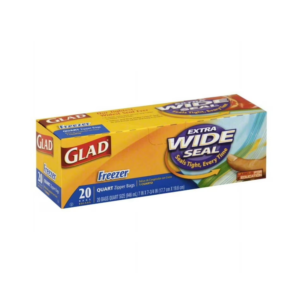 Glad Food Bags Freezer Zipper Qrt 12/20ct