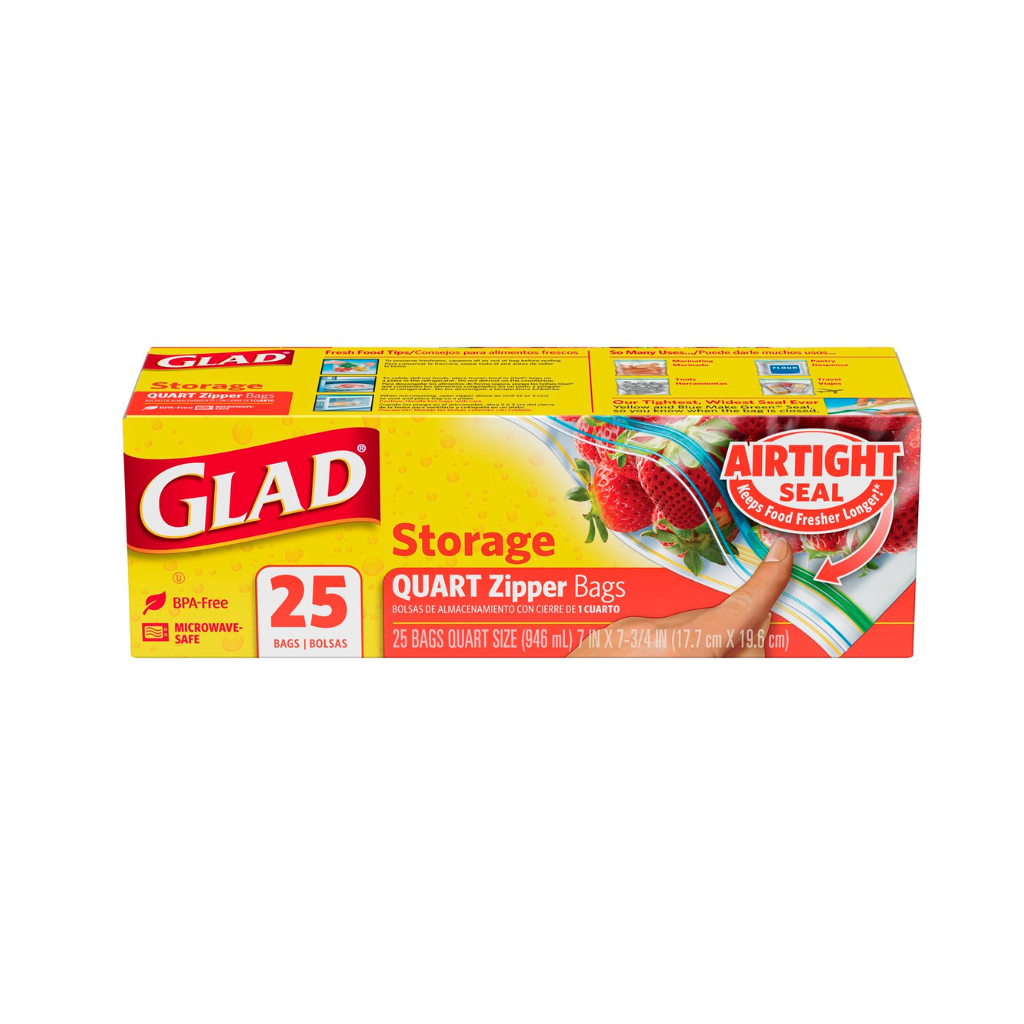 Glad Food Store Quart Zipper bags 12/25ct