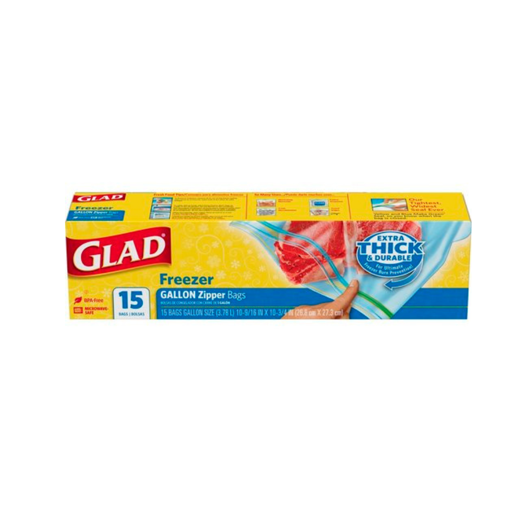 Glad Food Bags Freezer Zipper 12/15ct