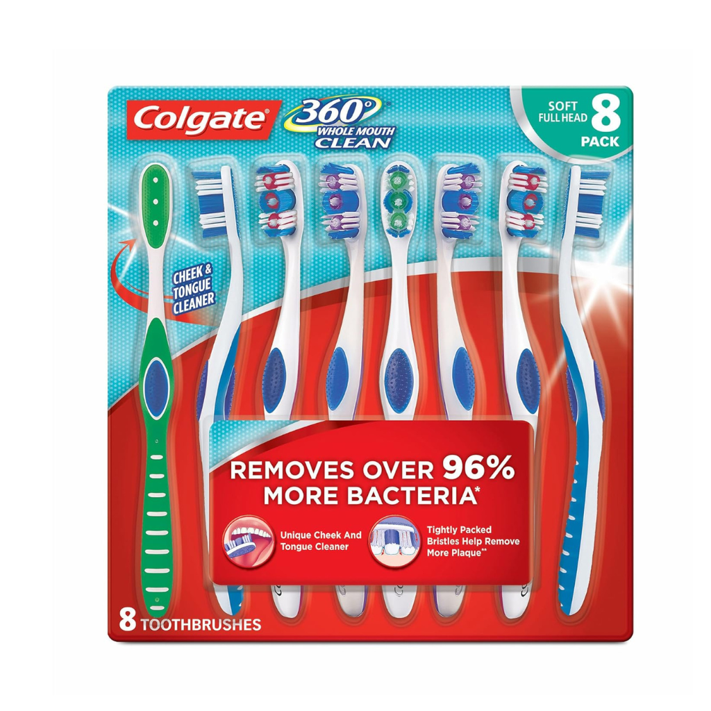 Colgate 360 Total Whole Mouth Clean Toothbrush, 8 Pack 26CT