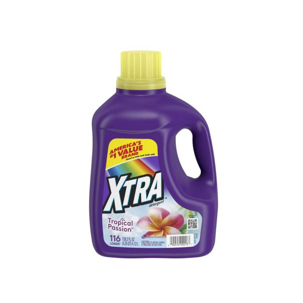 Xtra Liquid Laundry Detergent Tropical Passion 139.2oz / 116 Loads Pack 4