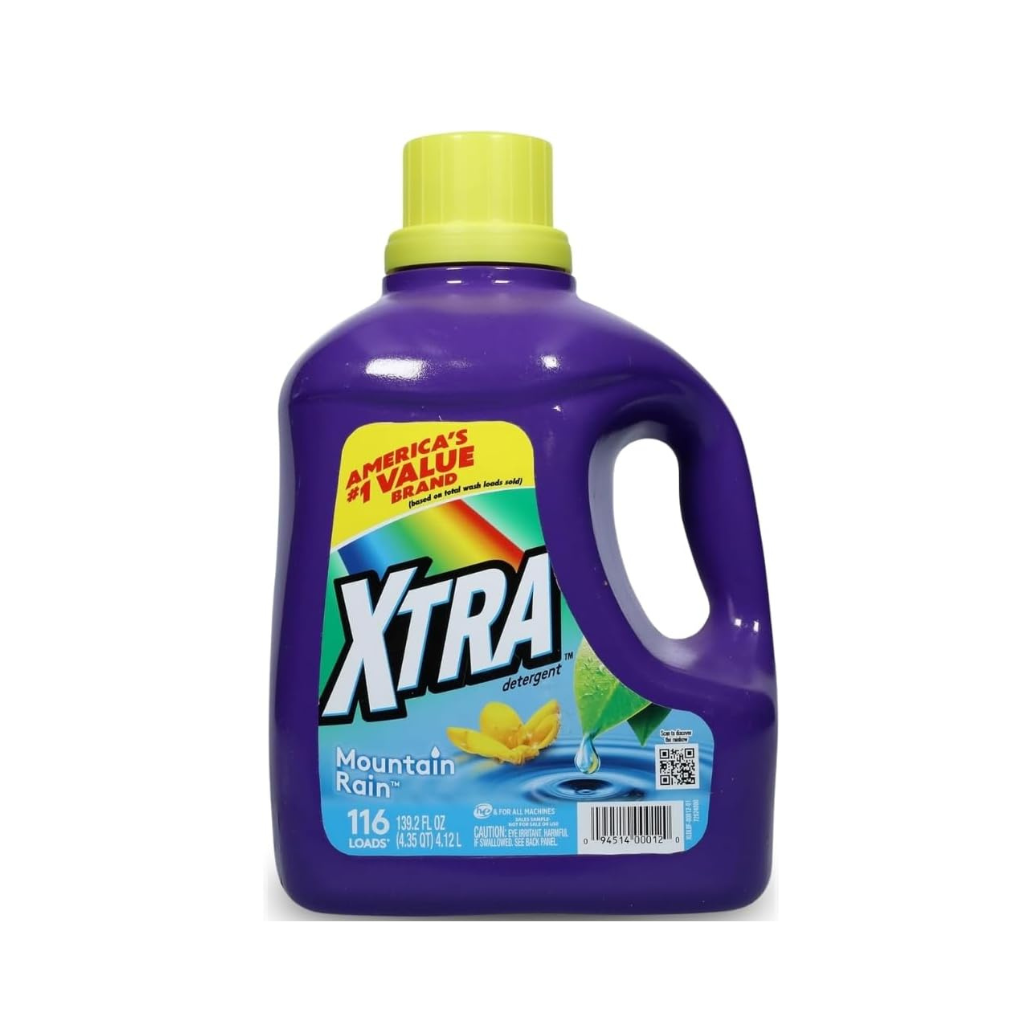 Xtra Liquid Laundry Detergent Mountain Rain 139.2oz / 116 Loads Pack 4