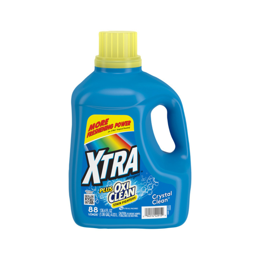 Xtra Liquid Laundry Detergent With Oxi 136.4oz / 88 Loads Pack 4