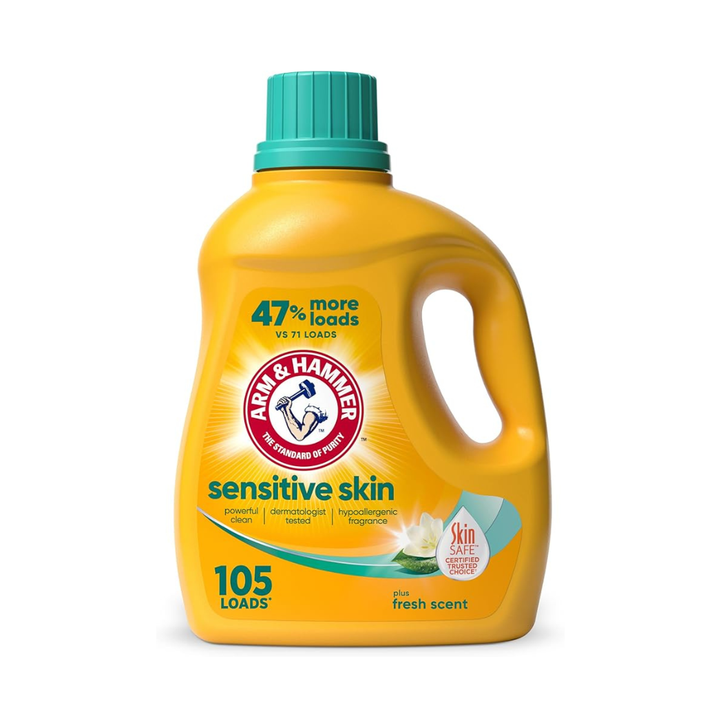 Arm & Hammer Liquid Laundry 105oz Sensitive Skin Plus Scent dual HE / 105 Loads Pack 4