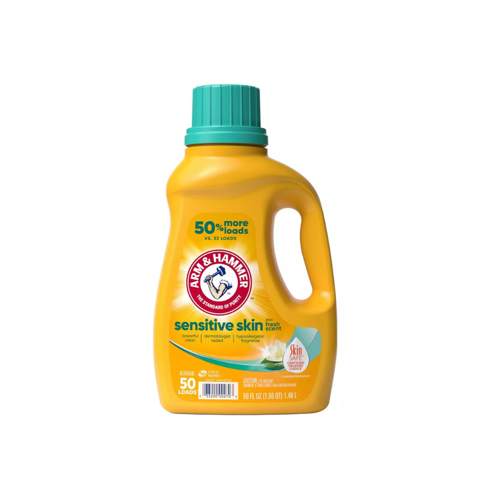 Arm & Hammer Liquid Laundry 50oz Sensitive Skin Plus Scent dual HE / 50 Loads Pack 8