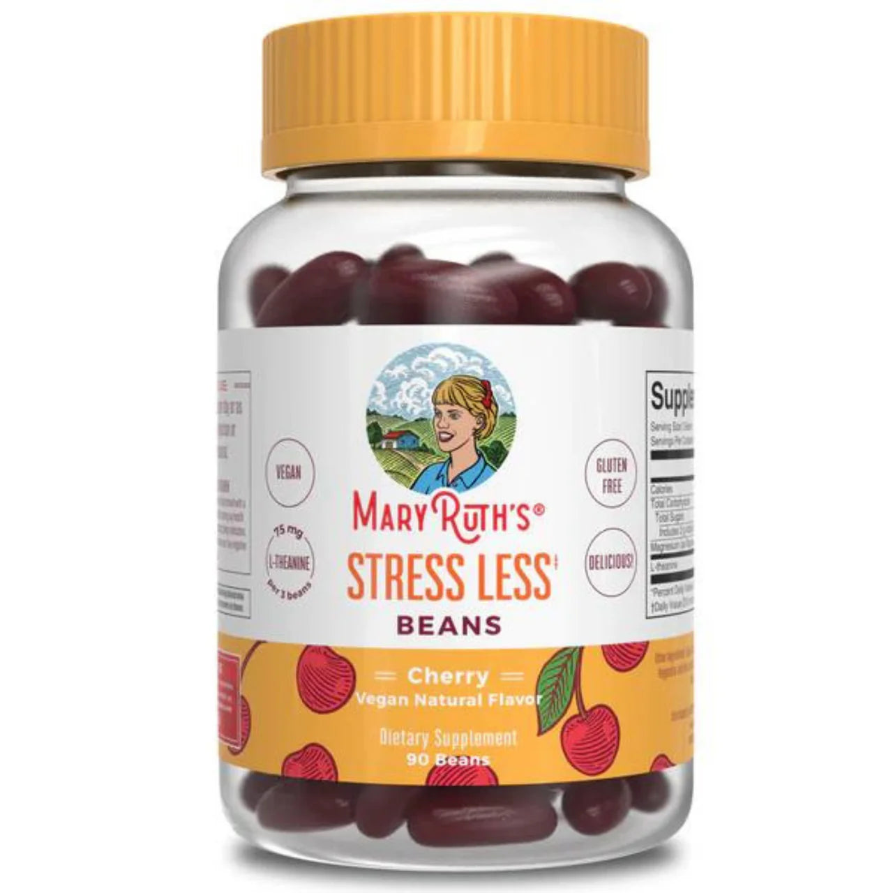 Mary Ruth Adult Stress Less Beans, Cherry, 90 ct Pack 6 Size 18 mo