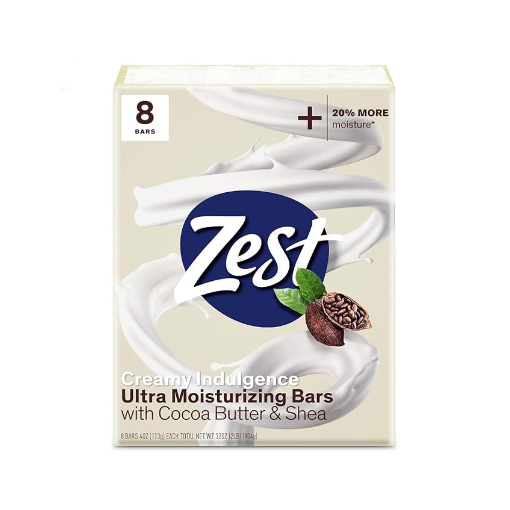 Zest Bar Soap - 8 Bars - Enriched With Cocoa Butter And Shea 4.0OZ Pack of 6