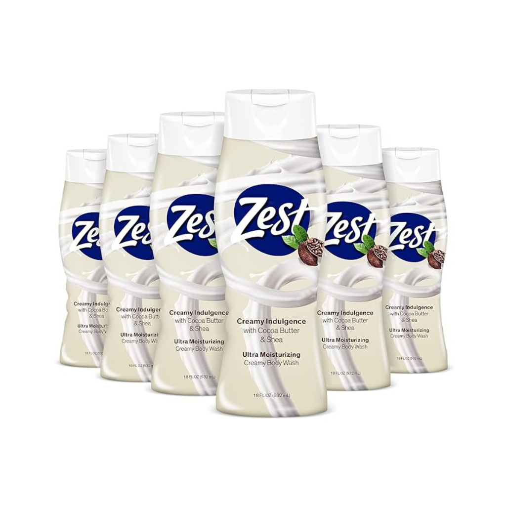 Zest Cocoa Butter & Shea Body Wash 18OZ Pack of 6