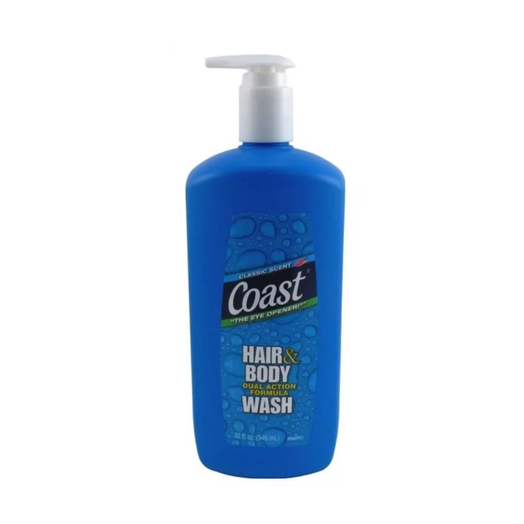 Coast 2-in-1 Hair and Body Wash, Classic Scent - Men's Body Wash 32oz with Pump Pack 4 Size 32