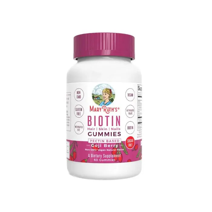 Mary Ruth Biotin Gummies, Goji Berry, 60 ct Pack 48 Size 24 mo