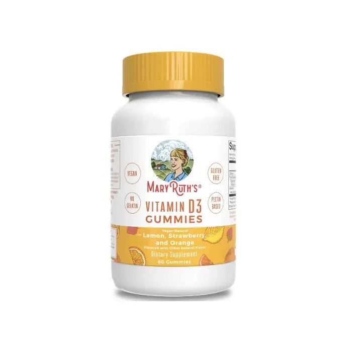 Mary Ruth Vitamin D3 Gummies, Lemon Strawberry Orange, 60 ct Pack 108 Size 24 mo