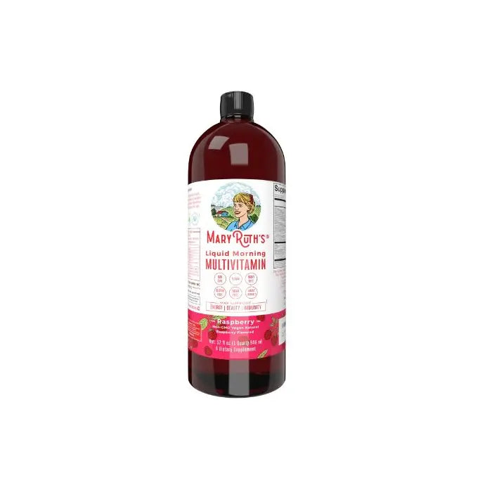 Mary Ruth Morning Multivitamin Liquid, Raspberry, 32 oz Pack 12 Size 24 mo