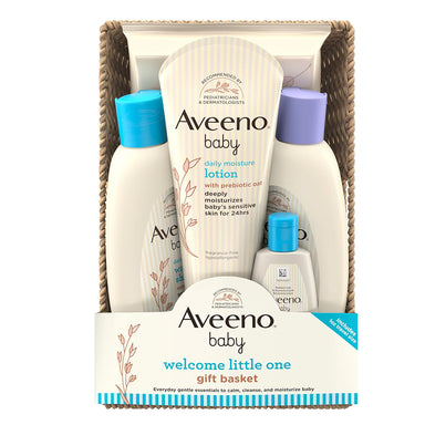 Aveeno Baby Welcome Little One Essentials Skincare Gift Set Includes Wash Lotion & Wipes Pack 2 5ct