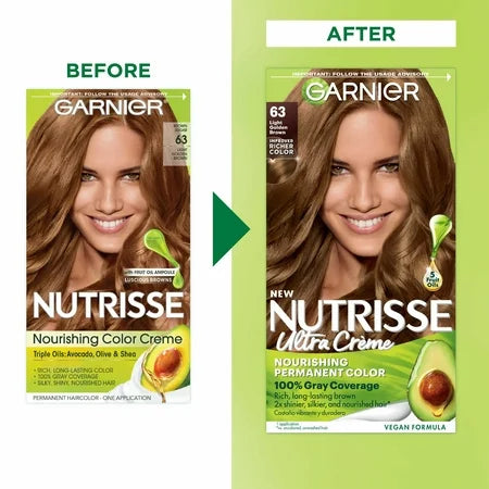 GARNIER HAIRCOLOR NUTRISSE HAIR COLOR : BROWN SUGAR #63 Pack 12