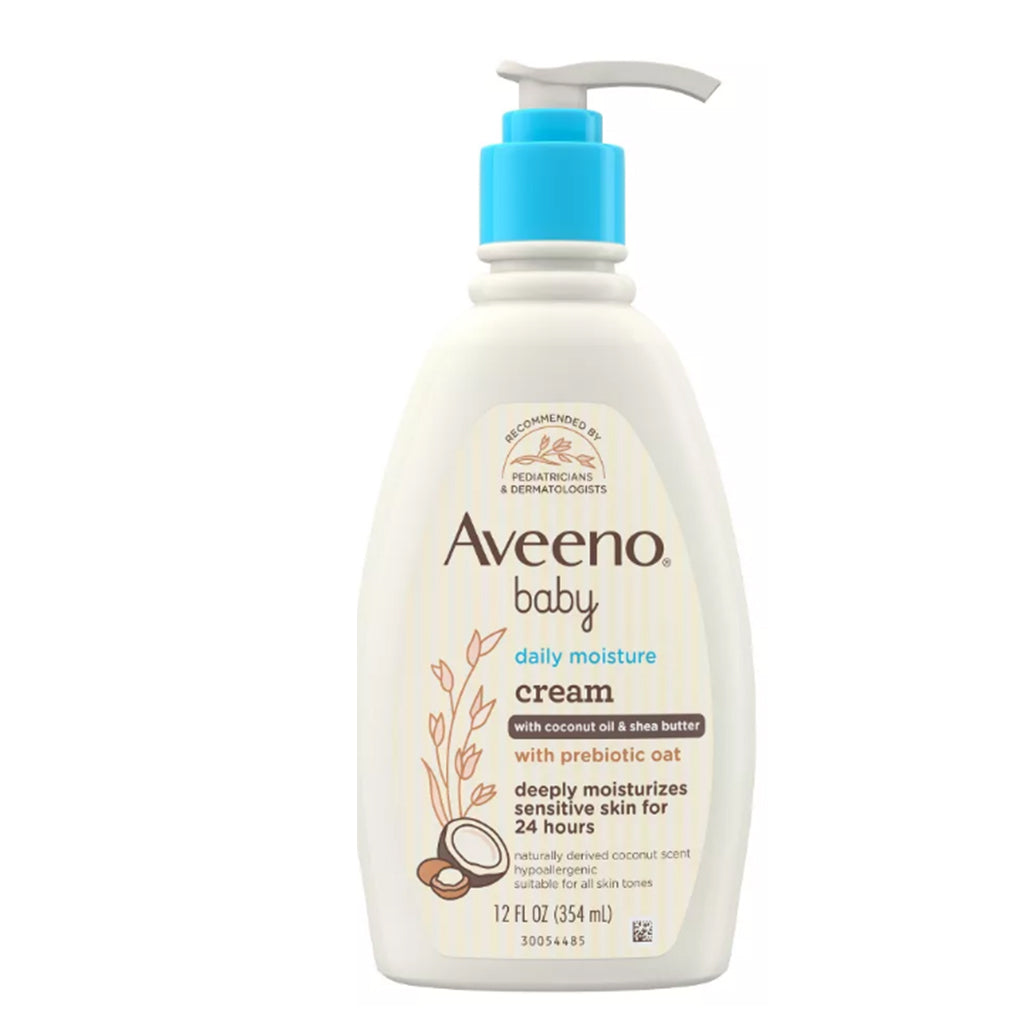 Aveeno Baby Daily Moisturizing Cream with Prebiotic Oat & Shea Butter Gentle Coconut Scent Pack 12 Size 12oz