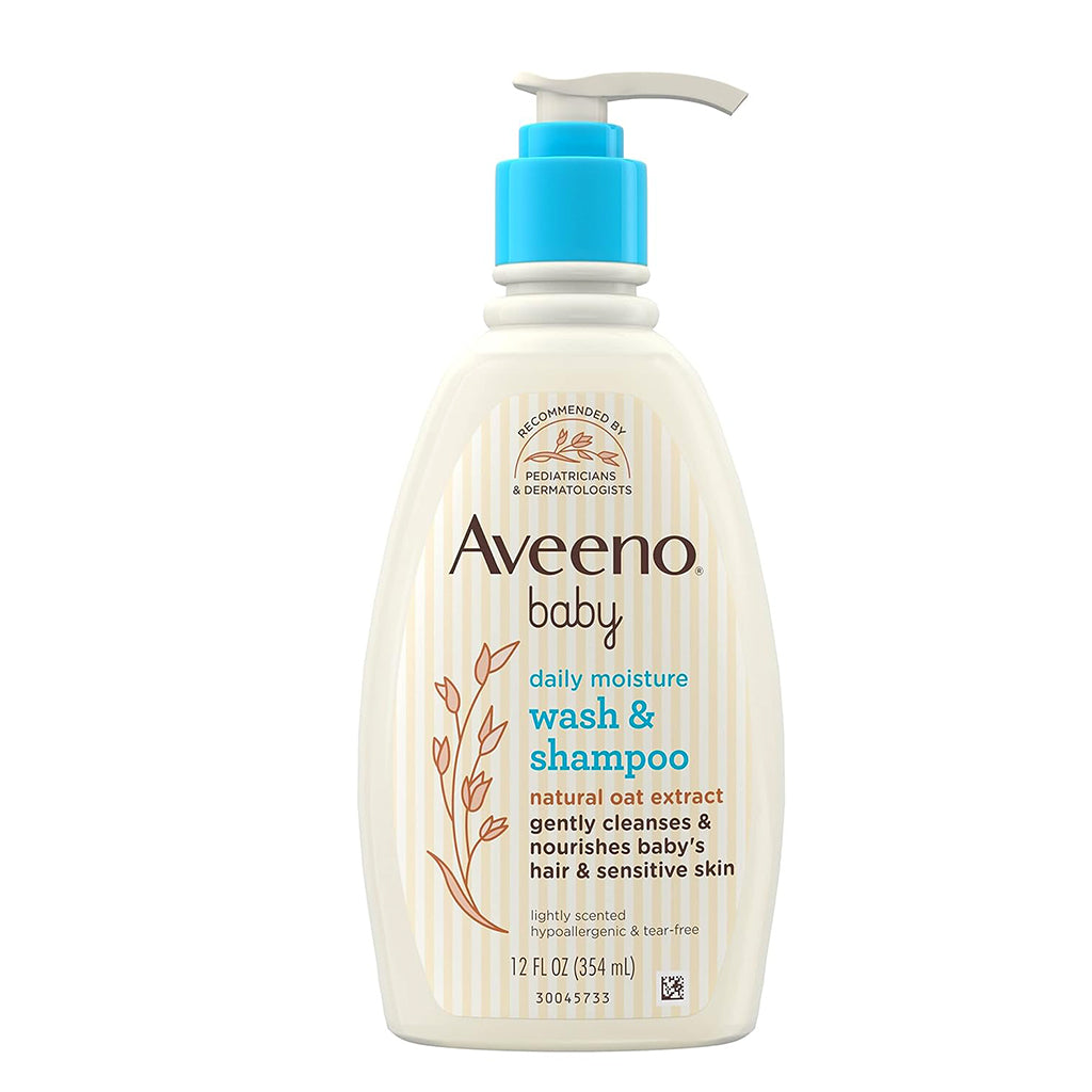 Aveeno Baby Daily Moisture Gentle Body Bath Wash & Shampoo Lightly Scented Pack 12 Size 12oz