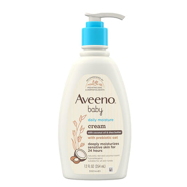 Aveeno Baby Daily Moisturizing Cream with Prebiotic Oat & Shea Butter Gentle Coconut Scent Pack 12 Size 12oz