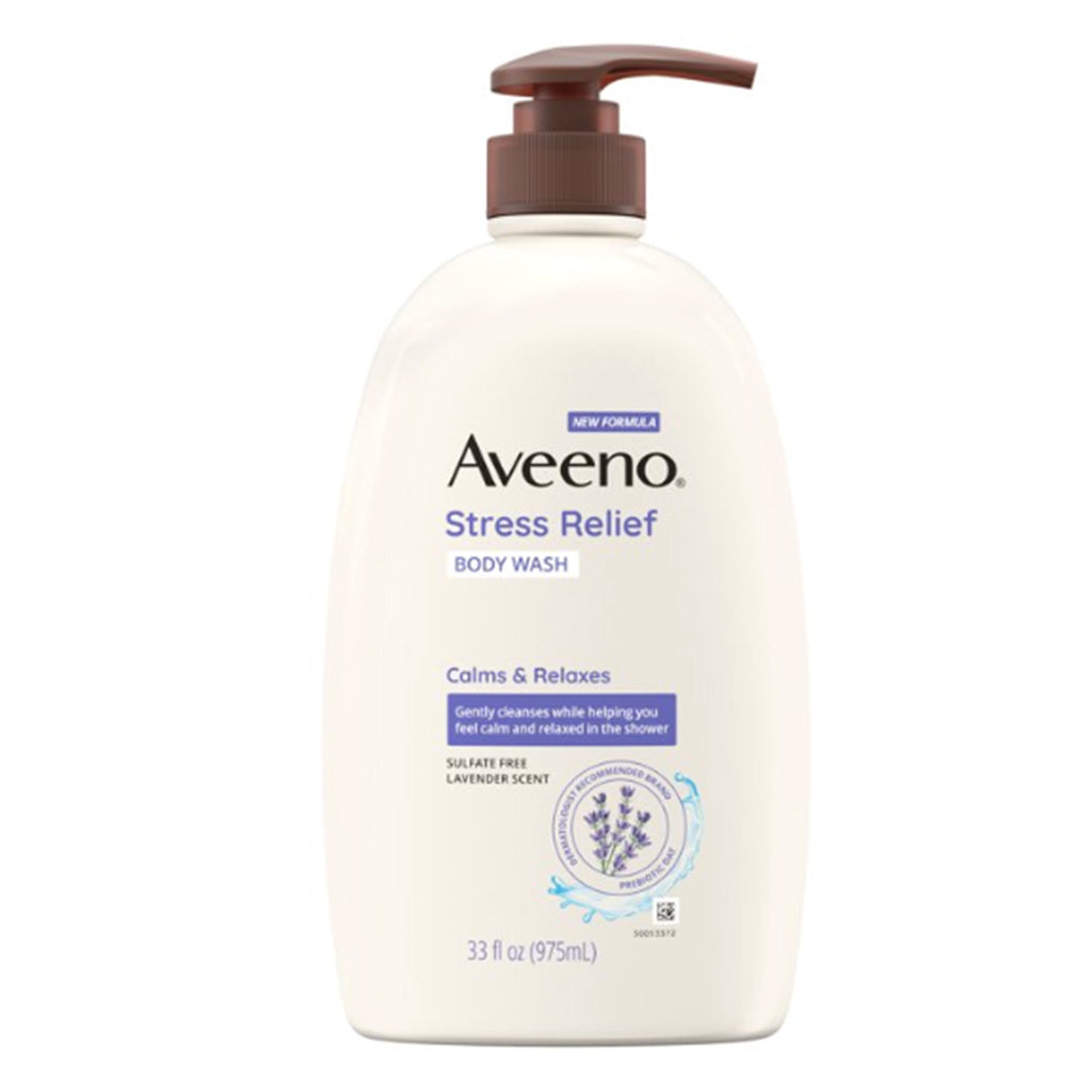 Aveeno Stress Relief Soap Free Body Wash with Prebiotic Oat Lavender Scented Shower Gel Pack 6 Size 33oz