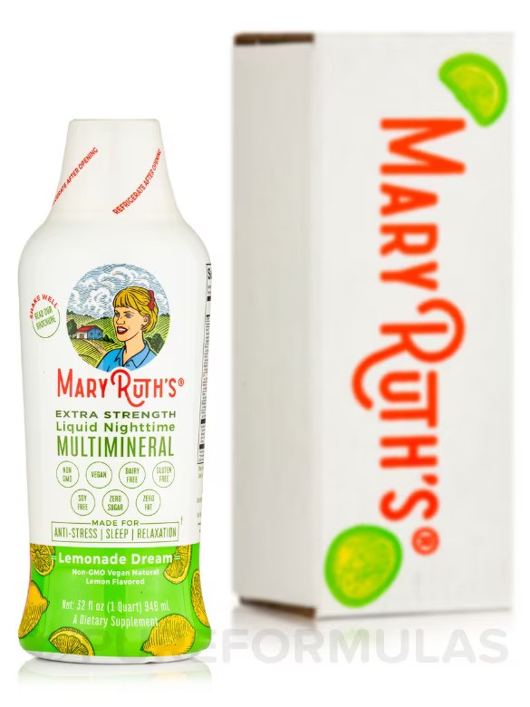 Mary Ruth Nighttime Multimineral Liquid, Lemonade, 32 oz Pack 12 Size 24 mo