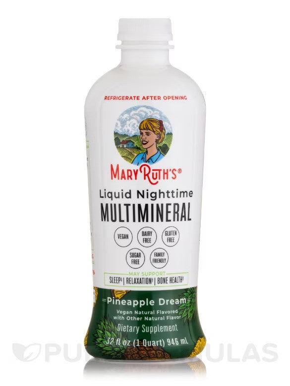 Mary Ruth Nighttime Multimineral Liquid, Pineapple, 32 oz Pack 12 Size 24 mo