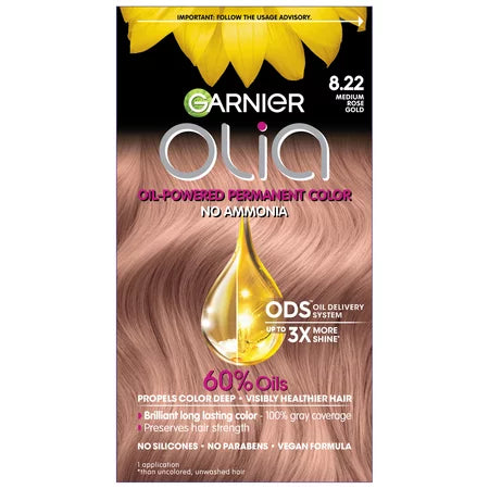 GARNIER HAIRCOLOR Garnier Olia Haircolor : MEDIUM ROSE GOLD 8.22 Pack 12