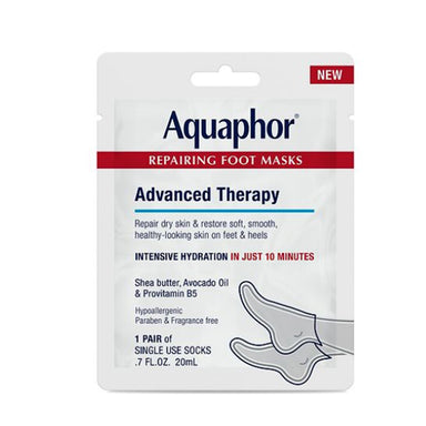 Aquaphor Repairing Foot Masks Pack 3/6's Size 1 pair 0.7oz