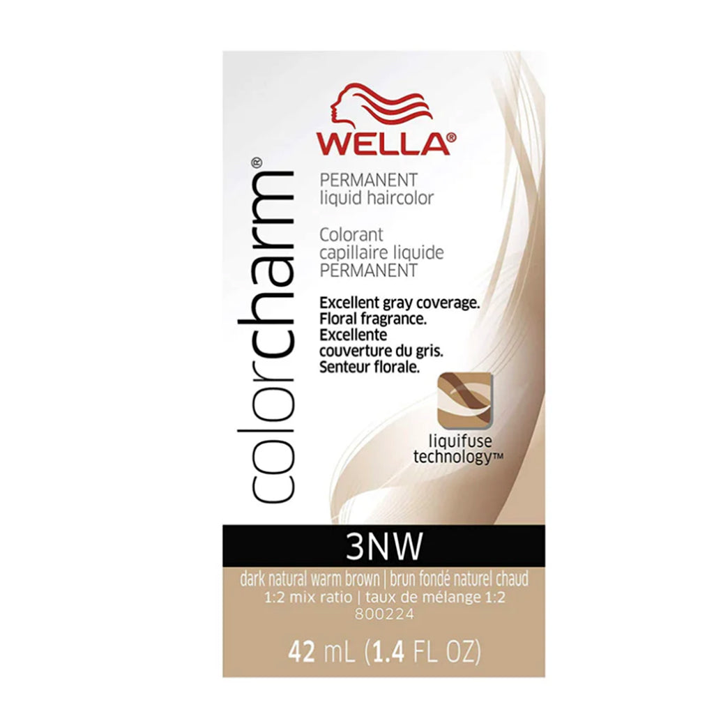 Wella Hair Color Charm Permanent Liquid 3NW Dark Natural Warm Brown 1.4oz Pack 36