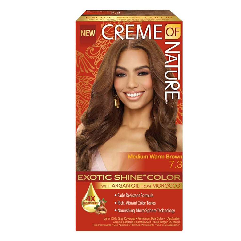 Creme of Nature Exotic Shine Color 7.3 Medium Warm Brown Pack 12