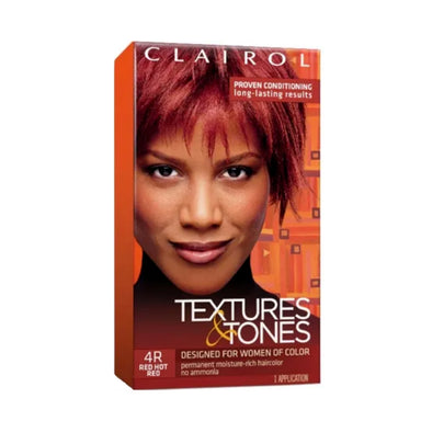 Clairol Textures & Tones Ammonia Free Permanent Hair Dye 4R Red Hot Red Pack 12