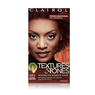 Clairol Textures & Tones Ammonia Free Permanent Hair Dye 4RV Blazing Burgundy Pack 12