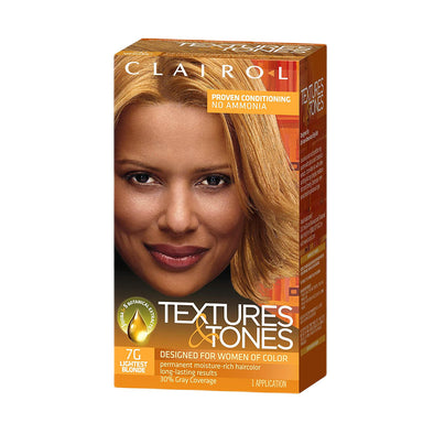 Clairol Textures & Tones Ammonia Free Permanent Hair Dye 7G Lightest Blonde Pack 12