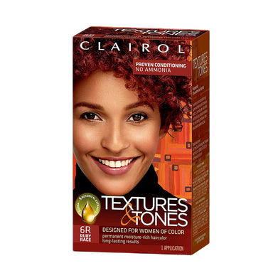 Clairol Textures & Tones Ammonia-Free Permanent Hair Dye 6R Ruby Rage Pack 12