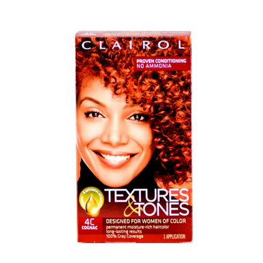 Clairol Textures & Tones Hair Dye Designed for Women of Color 4C Cognac Pack 12