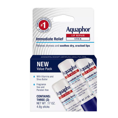 Aquaphor Lip Repair Stick 3 Pack 12 Size 0.17oz