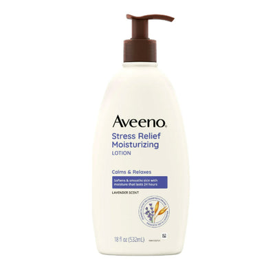 Aveeno Stress Relief Moisturizing Body and Hand Lotion Lavender Scented Pack 12 Size 18oz