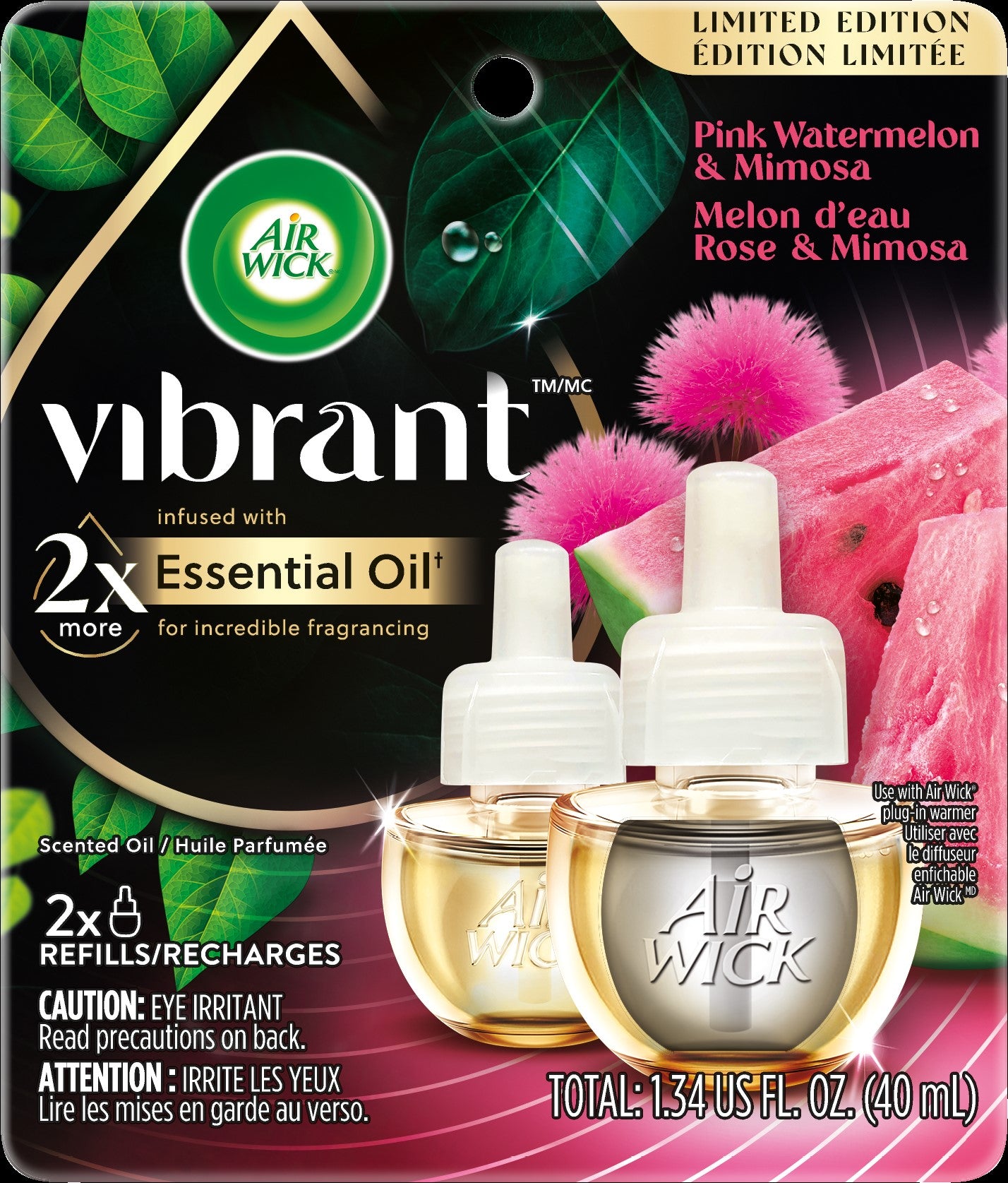 AIR WICK® Scented Oil - Vibrant Twin Refill Pink Watermelon & Mimosa 6/(2x.67) oz.