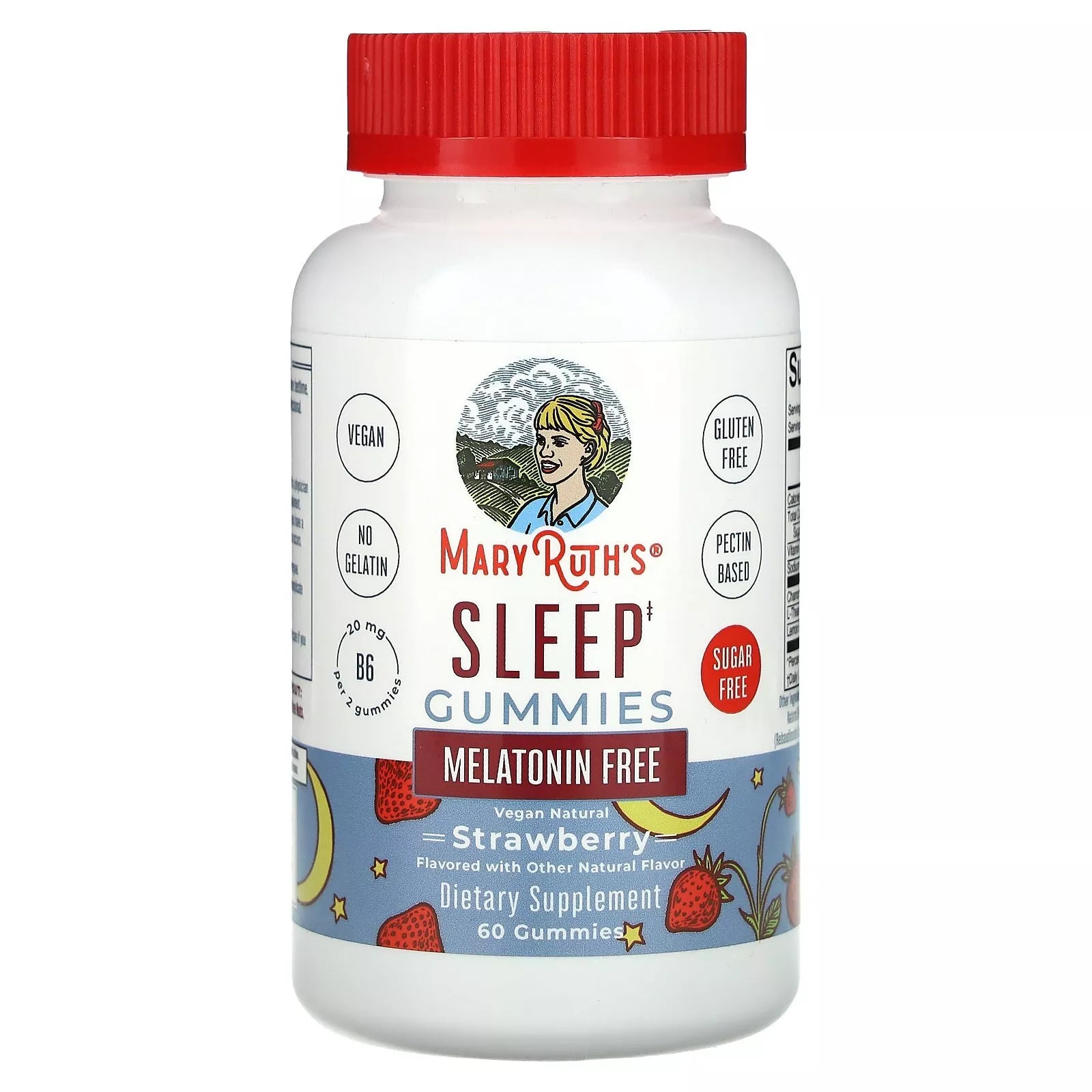 Mary Ruth Adult Sleep No Melatonin Gummies, Strawberry, 60 ct Pack 48 Size 24 mo